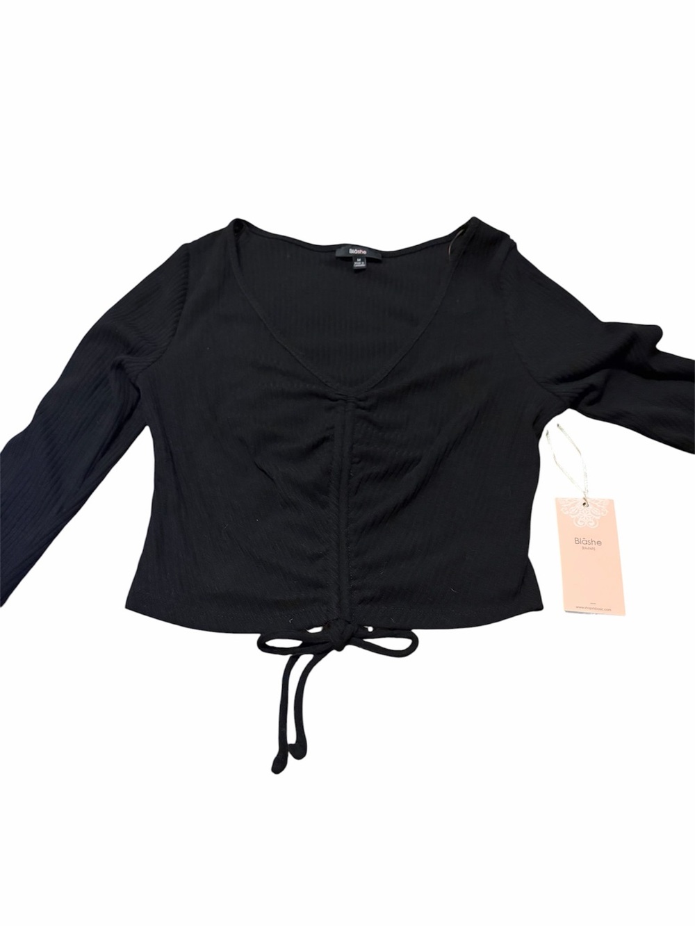 Blashe Women’s Long Sleeve Rib Shirred Crop Top